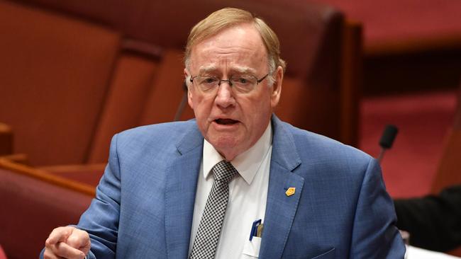 Liberal Senator Ian Macdonald after Question Time in the Senate chamber at Parliament House in Canberra, Thursday, September 14, 2017. (AAP Image/Mick Tsikas) NO ARCHIVING