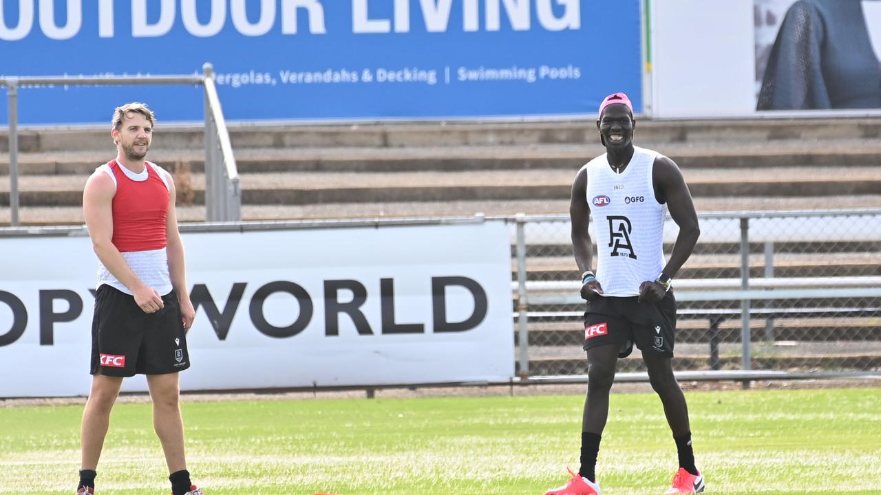 Aliir Aliir at Port Adelaide training. Picture: Keryn Stevens