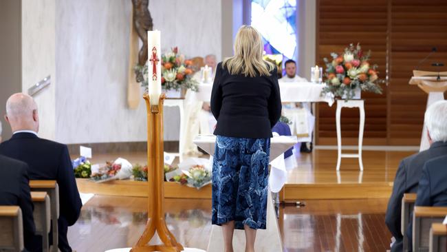 Annastacia Palaszczuk premier of QLD after speaking at the State Funeral Service for Mike Ahern AO, at Our Lady of the Rosary Catholic Church, Caloundra, on Friday 25th August 2023 - Photo Steve Pohlner