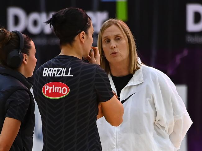 SUNSHINE COAST, AUSTRALIA - MAY 27: Magpies head coach Nicole Richardson is seen ahead of the round 11 Super Netball match between Sunshine Coast Lightning and Collingwood Magpies at University of Sunshine Coast Stadium, on May 27, 2023, in Sunshine Coast, Australia. (Photo by Albert Perez/Getty Images)