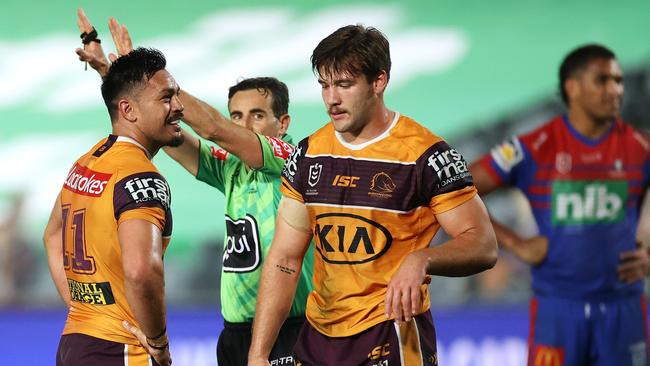 Broncos co-captain Patrick Carrigan is sent to the bin. Picture: Cameron Spencer/Getty