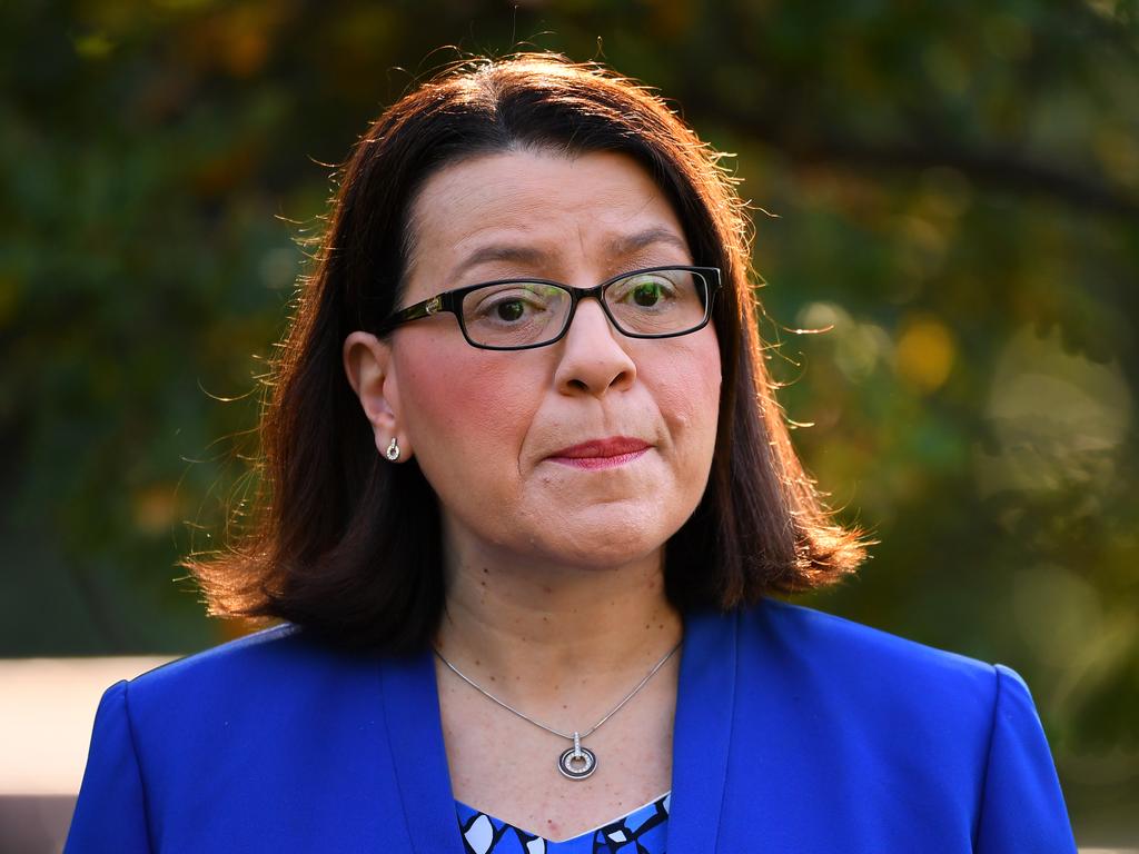 Victorian Minister for Health Jenny Mikakos addresses the media during a press conference in Melbourne. Picture: James Ross/AAP