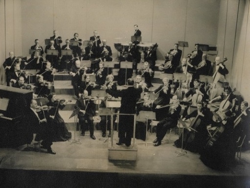 Historical image of the Tasmanian Symphony Orchestra in 1955. Picture: Supplied.