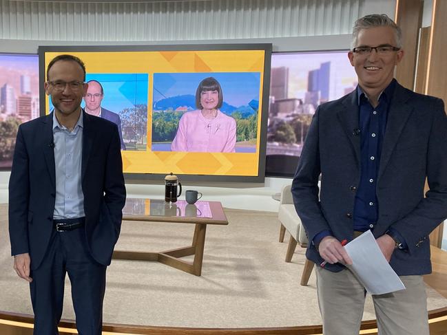 Adam Bandt on the ABC Insiders set. Picture: ABC