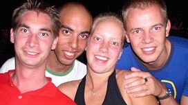 These four friends got among the action at Twister in St Kilda on February 26, 20006. Picture: MaxMoose.com.au