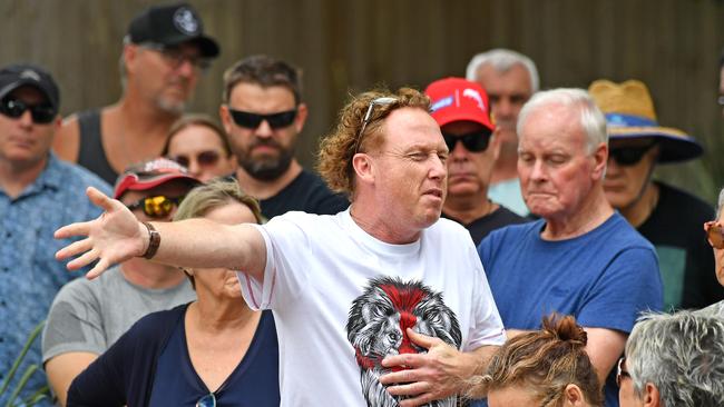 Concerned neighbours of the Lovell family at a community meeting on Thursday. Picture: John Gass