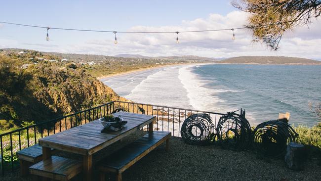 The beautiful sweeping views of Park Beach and beyond from Cliff Top On Park, at Dodges Ferry. Picture: Linda Coy.