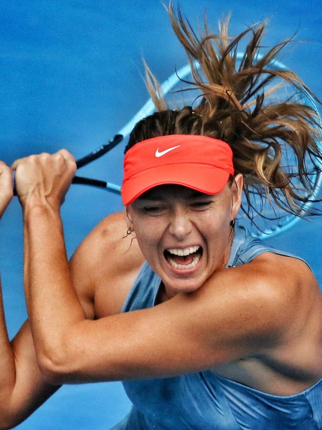 Maria Sharapova takes on Caroline Wozniacki. Picture: Michael Klein