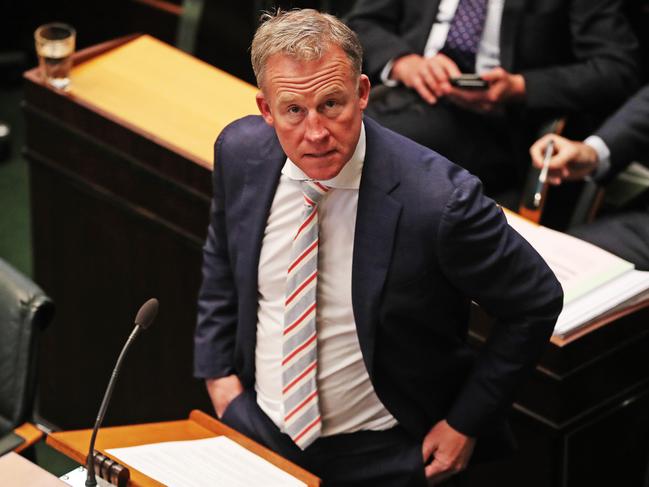 Premier Will Hodgman speaks during the vote on the anti-protest legislation. Picture: ZAK SIMMONDS