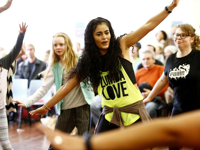 The Zumba group, users of the Pavilion, perform their routines at The Save Bondi Pavillion Concert in Bondi Pavillion. Picture: John Appleyard