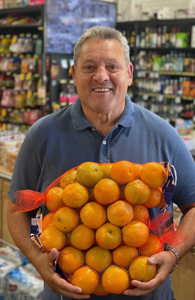 Roach is holding the amount of weight he's lost in oranges. Picture: Supplied