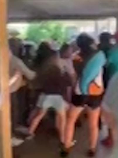 A violent brawl was captured on video.