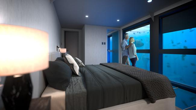 A promo shot of the Reefsuite bedroom on Hardy Reef. Picture: Supplied