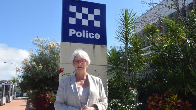 Independent candidate for Rockhampton Margaret Strelow outside Rockhampton Police Station. Picture: Aden Stokes