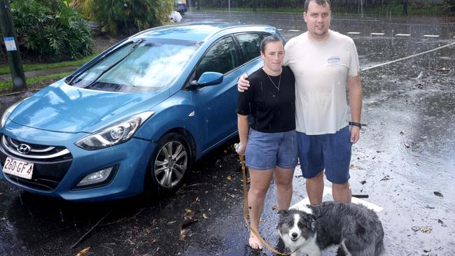 Nicole Machen and Jon Hodgins with dog Wispa at West End. Picture: Steve Pohlner