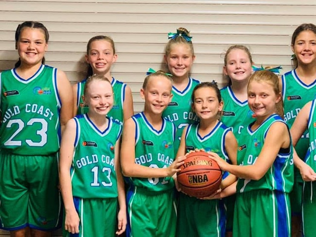 Gold Coast Waves under-12 girls basketball team.