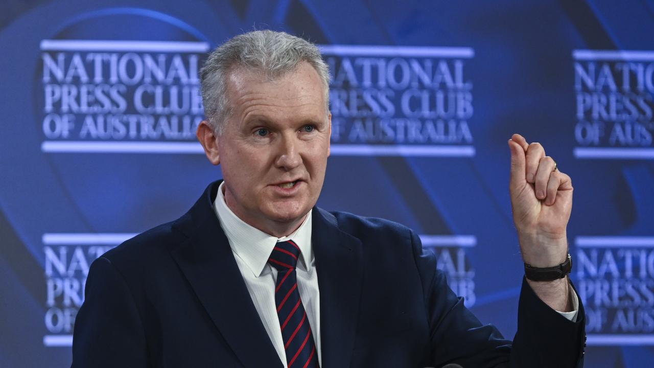 Mr Burke addressed the National Press Club in Canberra on Thursday. Picture: NCA NewsWire/Martin Ollman