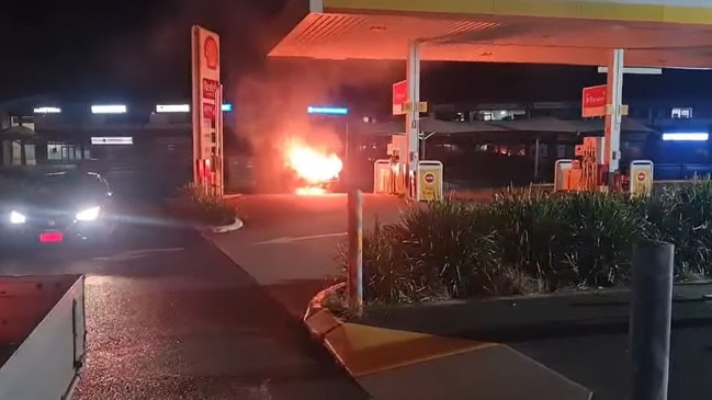 The van caught fire outside a service station in Cannonvale, Thursday night March 6, 2025