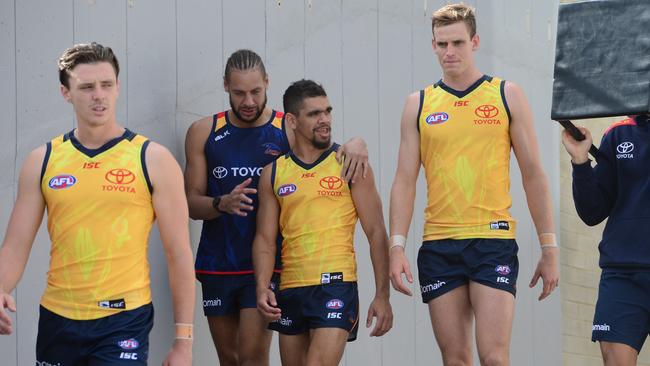 Jake Lever, Cam Ellis-Yolmen, Charlie Cameron and Paul Hunter at Crows training.