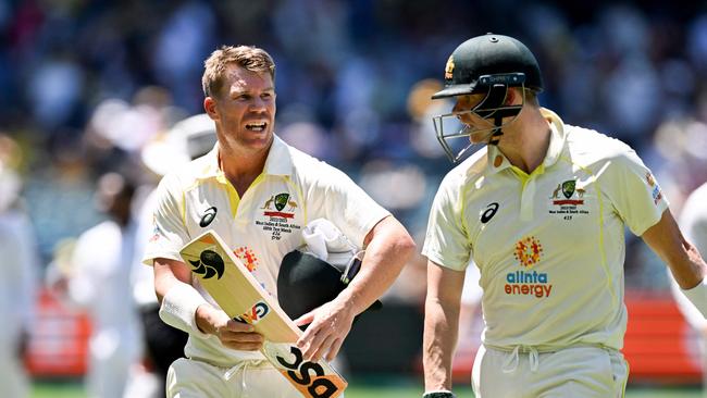 David Warner (L) and Steve Smith (R) have been the best Australian batsmen of their era. Picture: Getty