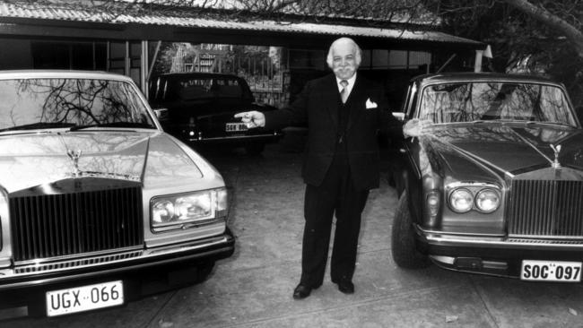 Con Polites with two of his Rolls Royces in 1986.