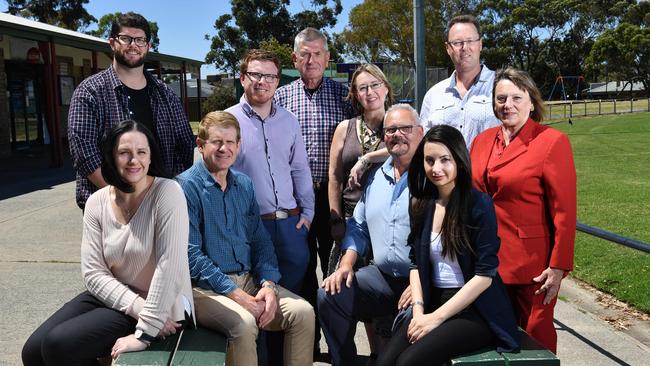 Onkaparinga councillors Beau Cowan (back left) with his fellow councillors after the 2018 election. Picture: AAP/Keryn Stevens