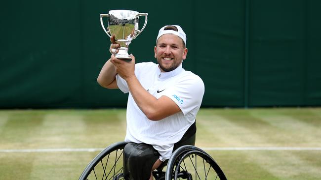 Alcott with his Wimbledon trophy earlier this month. Picture: Getty