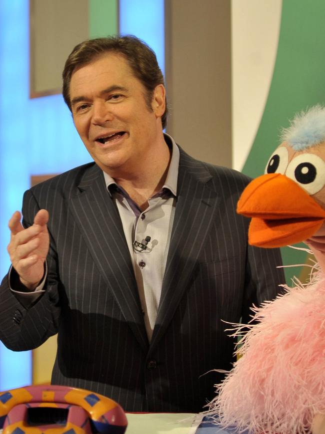 Daryl Somers and Ossie Ostrich on the set of Hey Hey It's Saturday.