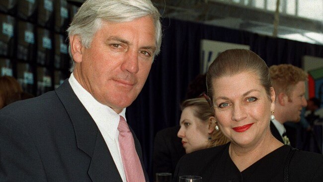 TV hosts Richard Zachariah and Maggie Tabberer at Foxtel Cable PayTV launch in Sydney on October 23, 1995. Picture: NCA