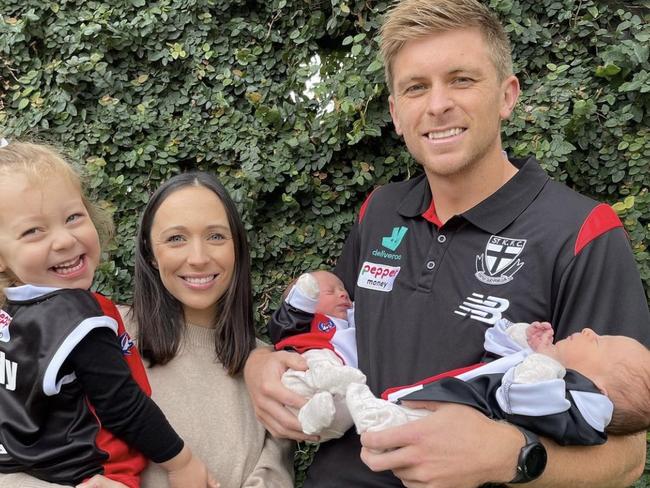 Seb and Marnie Ross, with daughter Charlotte and twin sons Vinny and Henley