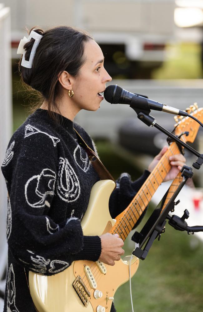 Kelsey Barker performs at Sadie's Day Out, a special community event to celebrate the life of five-year-old crash victim Sadie, held at Cambooya State School, Saturday, June 7, 2025. Picture: Kevin Farmer