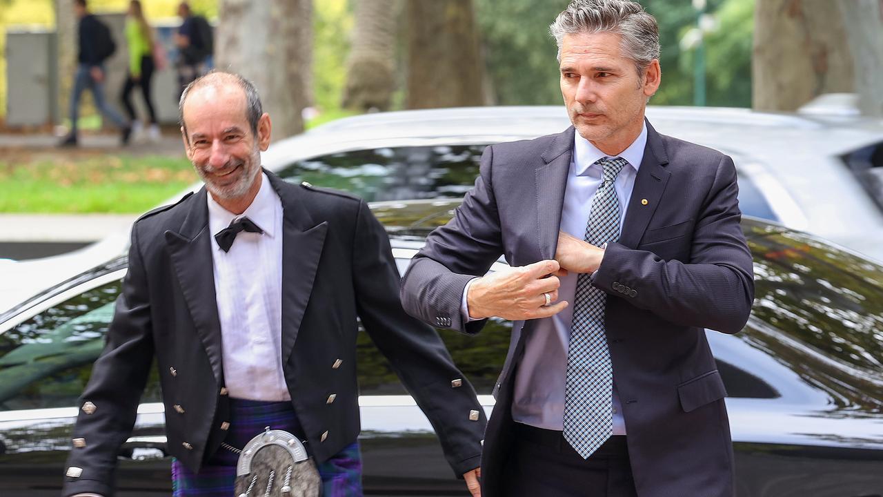 St Kilda FC President Andrew Bassat and actor Eric Bana. Picture: Ian Currie