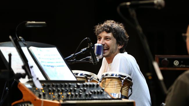 Gotye rehearsing for his tribute to Jean- Jacques Perrey last year. Picture: Chris Kidd.