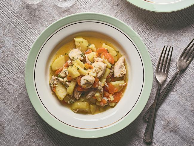 EMBARGO FOR TWAM, 07 JUNE 2025. FEE MAY APPLY. Chicken Potato Dill Stew from Sour Cherries and Sunflowers by Anastasia Zolotarev, published by Quadrille. Available in stores nationally. Photo: Anastasia Zolotarev