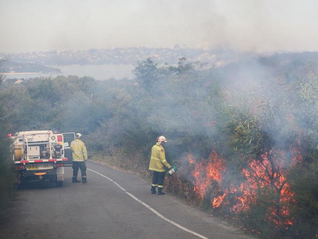 National Parks and Wildlife Service workers alongside fire crews in conducting hazard reduction burns near Tania Park Balgowlah. Picture: John Grainger