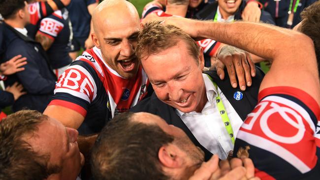 The Roosters celebrate their victory in last year’s grand final. Picture: AAP