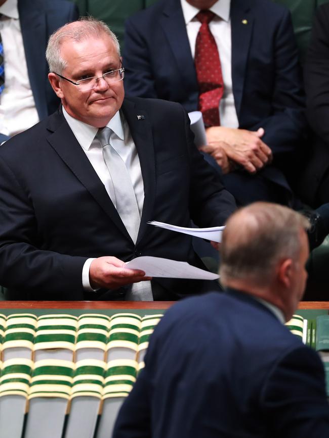 Prime Minister Scott Morrison in the House of Representatives in Canberra on Tuesday. Picture: Gary Ramage