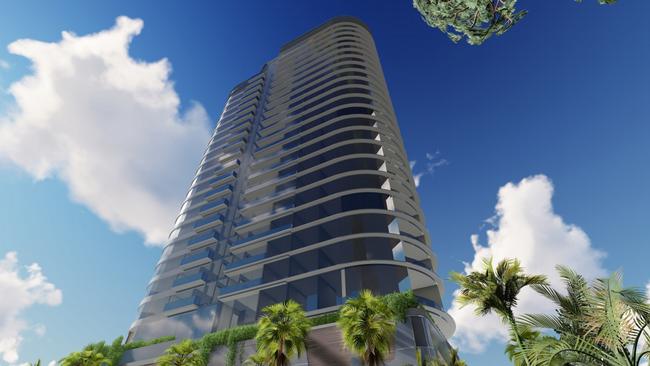 Artist impression of new Main Beach tower proposed by Jim Raptis.