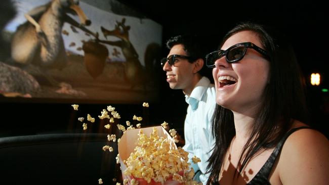 Mansoor Noor and Lizzie Elliott watch a 3-D movie in on of the new VMax premium cinemas at Birch Carroll & Coyle, Chermside.