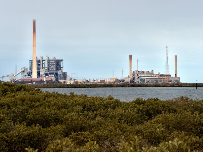 The mothballed Port Augusta Power Station before the stack was brought down.