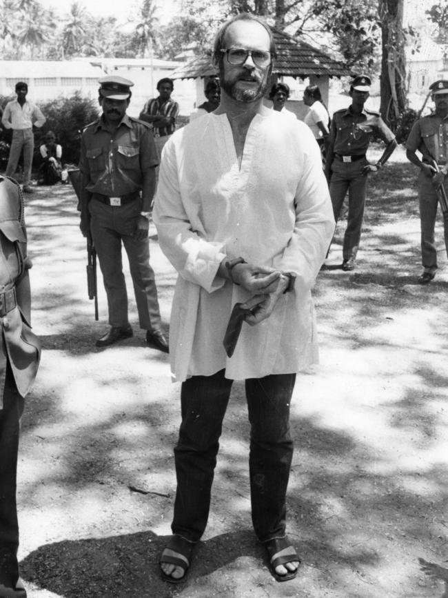 Reg Spiers outside the Sri Lankan High Court during his trial for the possession of narcotic drugs in 1987. Picture: Barry O'Brien