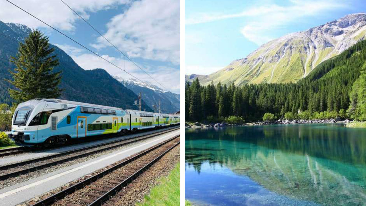 <h2>2. Alberg Line Scenic Train, Austria</h2><p>A train line as romantic as a poet in a puffy shirt, the <a href="https://www.eurail.com/en/plan-your-trip/trip-ideas/trains-europe/scenic-train-routes/arlbergline" target="_blank" rel="noopener">Alberg Line Scenic Train</a> from Innsbruck to Bludenz takes you through Austria's mountainous state of Tyrol, giving you views of the iconic<span> 'Trisanna Bridge', the Wiesberg castle and the verdant meadows of the Paznaun valley. Even better? This route is included in a <a href="https://www.eurail.com/en/eurail-passes" target="_blank" rel="noopener">Eurail Pass</a>. If you don't have a Eurail Pass you can book your Innsbruck to Bludenz trip at <a href="https://www.raileurope.com/en-au/destinations/innsbruck-bludenz-train" target="_blank" rel="noopener">Rail Europe</a>.&nbsp;</span></p><p>Average journey time: 1h 51 minutes.</p><p>Price: From $17 (one way)&nbsp;</p><p><em>Picture: left, <a href="https://www.getyourguide.co.uk/innsbruck-l164/albergline-a-romantic-railway-between-innsbruck-bludenz-t711908/" target="_blank" rel="noopener">Get Your Guide</a>, right, <a href="https://www.eurail.com/en/plan-your-trip/trip-ideas/trains-europe/scenic-train-routes/arlbergline" target="_blank" rel="noopener">Eurail</a></em></p>