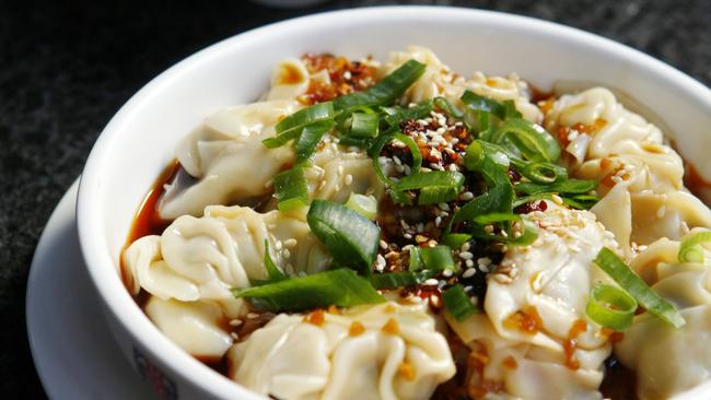 You don’t go to Hutong Dumpling Bar without trying the chilli wontons. Picture: Supplied.