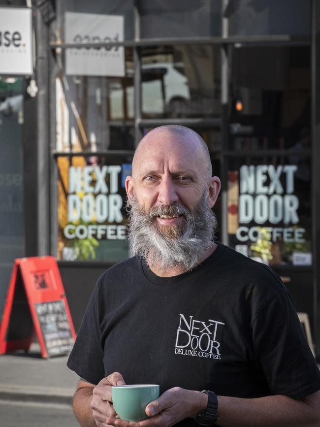 Next Door Deluxe Coffee co-owner Brendan Marshall at Hobart. Picture: Chris Kidd