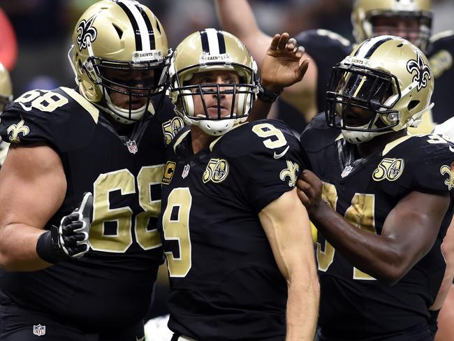 New Orleans Saints quarterback Drew Brees celebrates his touchdown.