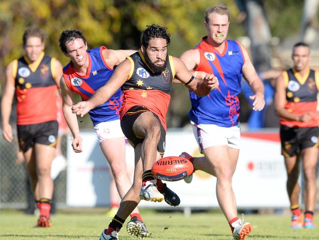 Peter Hood launches Fitzroy Stars into attack during his previous stint with the club. Picture: Angie Basdekis.