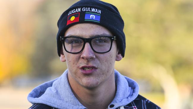 Former Don Dale detainee Dylan Voller speaks to the media during a press conference in Canberra in 2018. Picture: AAP