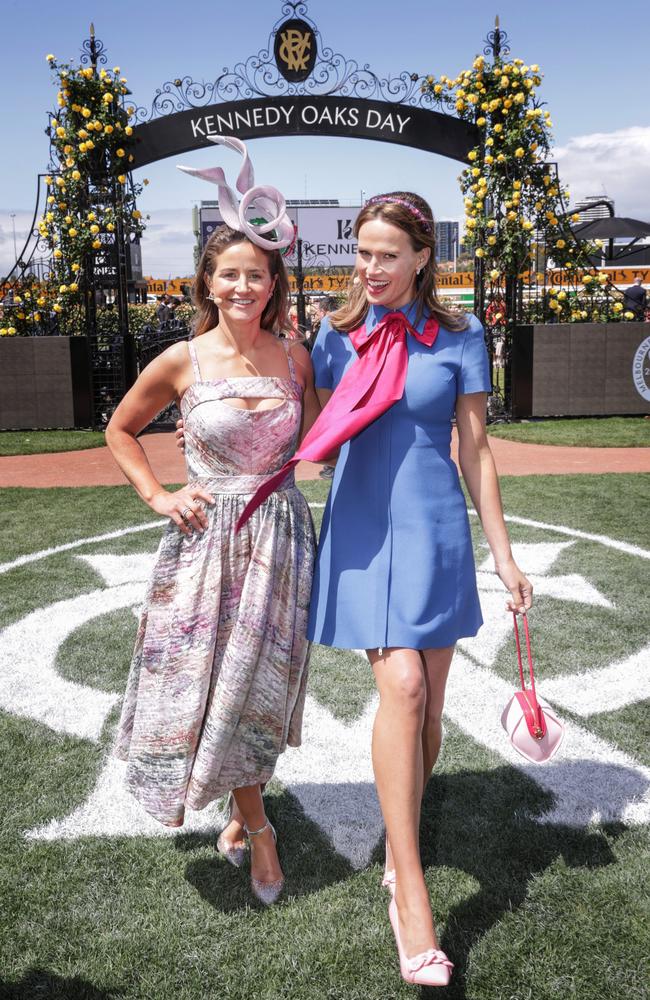 Michelle Payne and Francesca Cumani in the Mounting Yard. Picture: David Caird