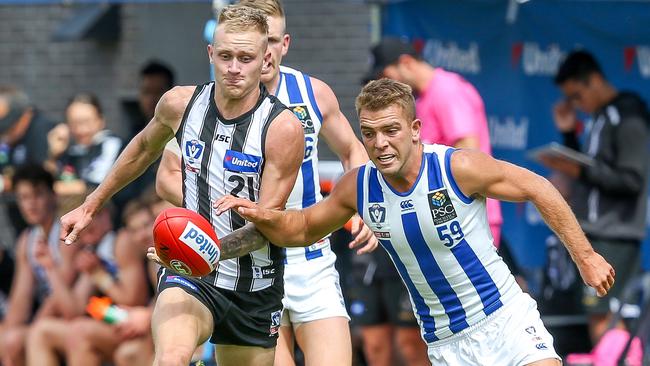 Jaidyn Stephenson in action during a VFL practice match in the pre-season. Picture: Tim Carrafa