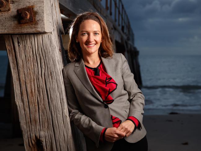 11/5/18 Georgina Downer, who this afternoon will announce candidacy for Liberal preselection in Mayo by-election, pictured at the Normanville jetty. Picture MATT TURNER.